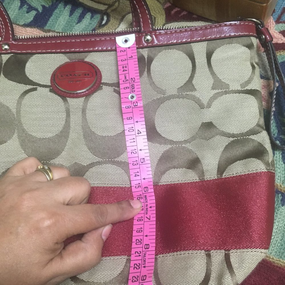 Authentic Coach Signature Striped Tote Bag - Picture 13 of 16